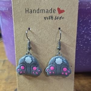 Gray and Pink Handmade Earrings